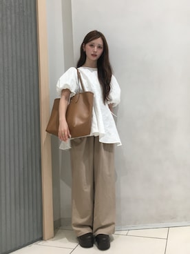 「abaskdesign（アバスクデザイン）のアイテム」を使った、胡熊もえさん（レディース・153cm）の夏コーディネート