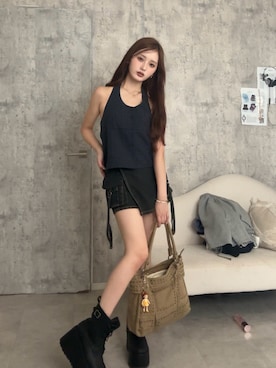 「DTYYPE（ドタイプ）のアイテム」を使った、胡熊もえさん（レディース・153cm）の夏コーディネート