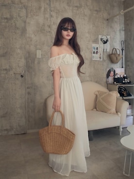 「Chloe（クロエ）のアイテム」を使った、胡熊もえさん（レディース・153cm）の春コーディネート