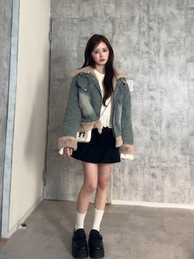 「GRL（グレイル）のアイテム（バッグ）」を使った、胡熊もえさん（レディース・153cm）の春コーディネート