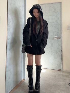 「アイテム（その他アウター）」を使った、胡熊もえさん（レディース・153cm）の冬コーディネート