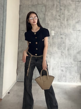 「SILVER BULLET（シルバーバレット）のアイテム」を使った、胡熊もえさん（レディース・153cm）の春コーディネート