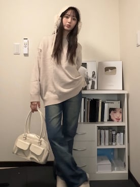「GRL（グレイル）のアイテム（シューズ）」を使った、胡熊もえさん（骨格ストレート・レディース・153cm）の冬コーディネート