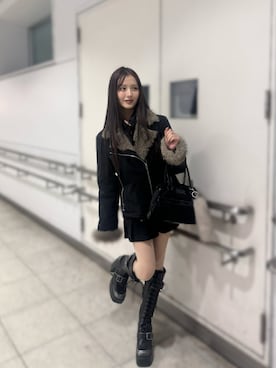 「MURUA（ムルーア）のアイテム」を使った、胡熊もえさん（レディース・153cm）の冬コーディネート