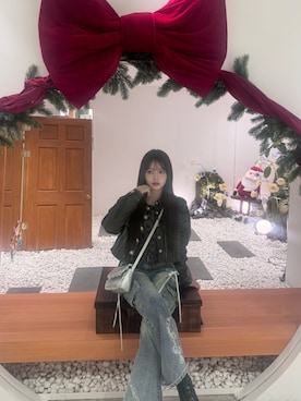 「レディースファッション」｜「アイテム（ジャケット/アウター）」を使った、胡熊もえさん（レディース・153cm）の冬コーディネート