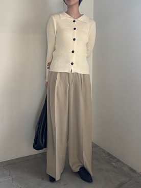 「select MOCA by son（セレクトモカバイソン）のアイテム（スラックス）」を使った、AYAMEさん（レディース・167cm）の冬コーディネート