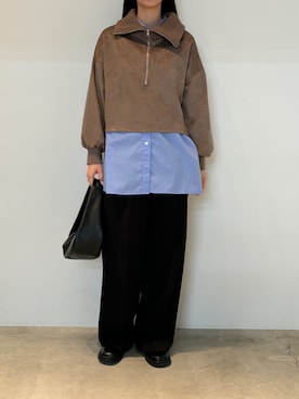 「レザー」｜「アイテム（その他トップス）」を使った、AYAMEさん（レディース・167cm）の秋コーディネート