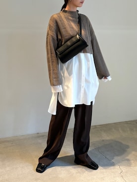 「select MOCA by son（セレクトモカバイソン）のアイテム（ニット/セーター）」を使った、AYAMEさん（レディース・167cm）の夏コーディネート