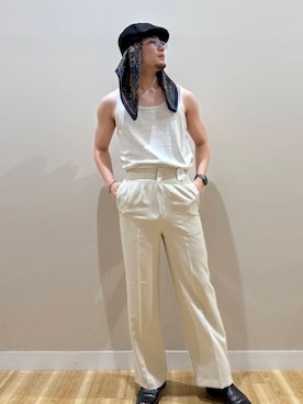 「アイテム（バンダナ/スカーフ、ブルー系）」を使った、kanauさん（メンズ・180cm）の夏コーディネート