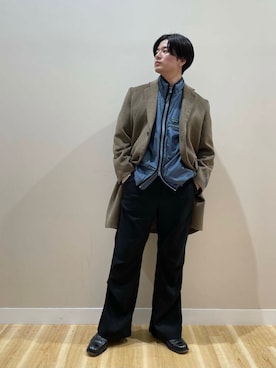 「アイテム（チェスターコート）」を使った、kanauさん（メンズ・180cm）の冬コーディネート