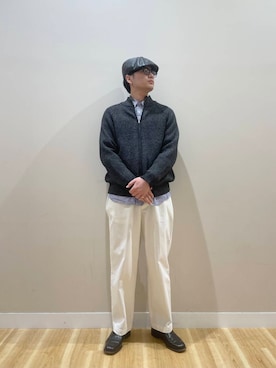 「ITEMS URBANRESEARCH（アイテムズ アーバンリサーチ）のマシンウォシャブルマシュマロドライバーズニット（カーディガン/ボレロ）」を使った、kanauさん（メンズ・180cm）の冬コーディネート