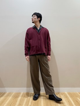 「アイテム（カーディガン/ボレロ）」を使った、kanauさん（メンズ・180cm）の秋コーディネート