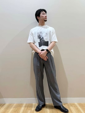 「アイテム（スラックス）」を使った、kanauさん（メンズ・180cm）の夏コーディネート
