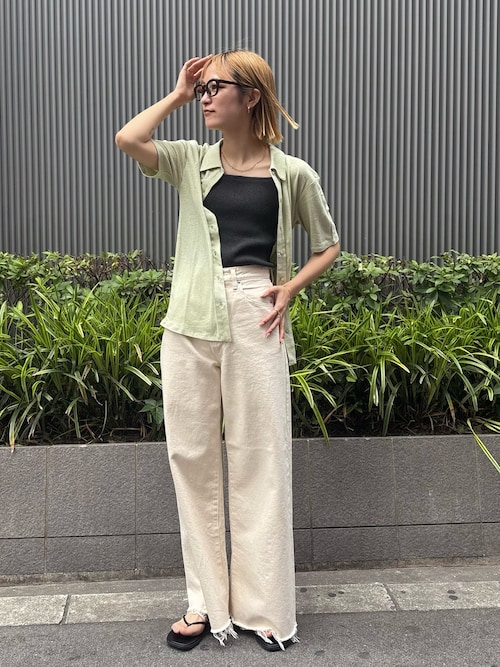 リネン混ハーフスリーブポロカーデ