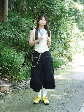 「アイテム（タンクトップ）」を使った、kurumiさん（骨格ウェーブ・レディース・166cm）の夏コーディネート