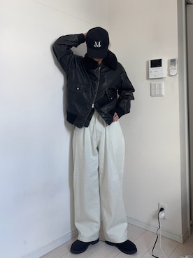 「SINSS（シンス）のWide balloon denim / ワイドバルーンデニム（デニムパンツ）」を使った、kurumiさん（レディース・166cm）の秋コーディネート
