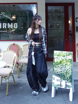 「アイテム（チョーカー）」を使った、kurumiさん（レディース・166cm）の夏コーディネート