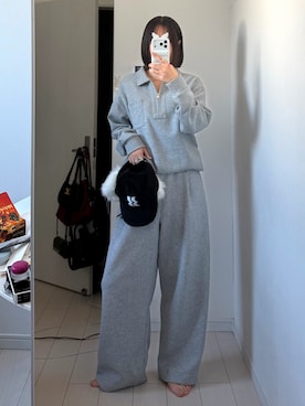 「BASICKS（ベイシックス）の【BASICKS/ベーシックス】BB Logo Flight Cap/BBロゴフライトキャップ（キャップ、ブラック系）」を使った、kurumiさん（レディース・166cm）の春コーディネート