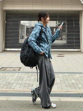 「THE NORTH FACE（ザノースフェイス）の【THE NORTH FACE/ザ ノースフェイス】 Big Shot（バックパック/リュック、ブラック系）」を使った、kurumiさん（レディース・166cm）の春コーディネート