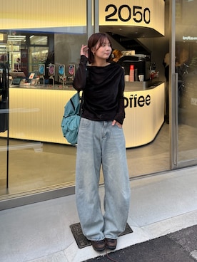 「YOLO（ヨーロ）のアイテム（Tシャツ/カットソー）」を使った、kurumiさん（レディース・166cm）の秋コーディネート