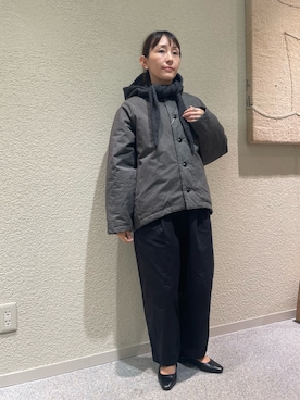 「アイテム（マフラー、グリーン系）」を使った、haginoさん（レディース・152cm）の秋コーディネート