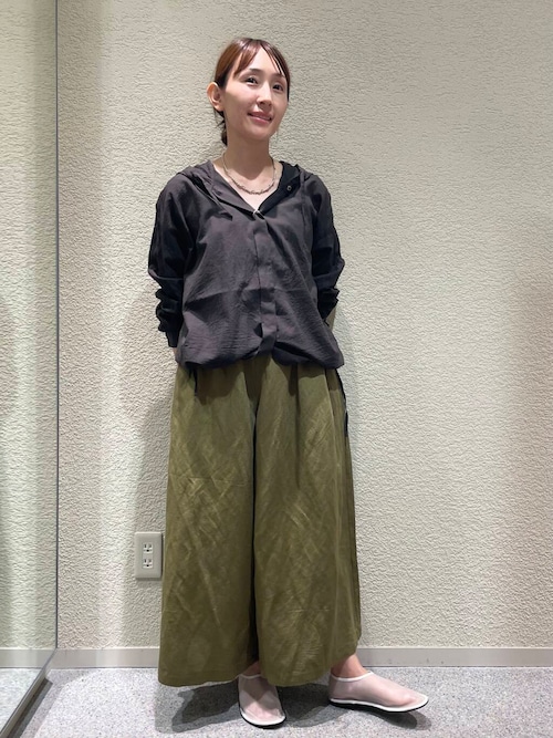 リネンレーヨンワイドギャザーパンツ