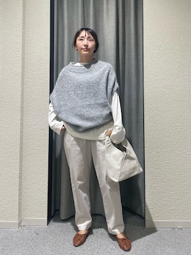 「かぐれ（カグレ）のアルパカルーズベスト（ニット/セーター）」を使った、haginoさん（レディース・152cm）の秋コーディネート