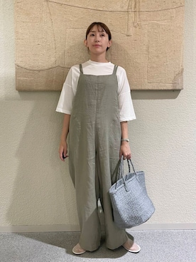 「アイテム（オールインワン・サロペット、ベージュ系）」を使った、hagino421さん（レディース・152cm）の夏コーディネート