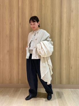 「春のジャケットスタイル」｜「アイテム（ノーカラージャケット）」を使った、hagino421さん（レディース・152cm）の冬コーディネート