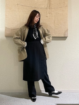 「アイテム（バンダナ/スカーフ）」を使った、haginoさん（レディース・152cm）の秋コーディネート