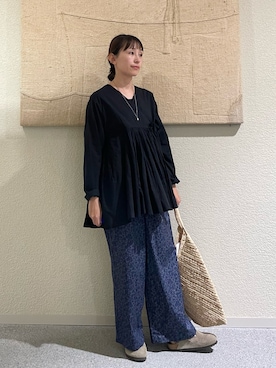 「アイテム（かごバッグ）」を使った、haginoさん（レディース・152cm）の夏コーディネート