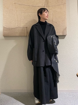 「アイテム（ストール/ショール）」を使った、haginoさん（レディース・152cm）の秋コーディネート