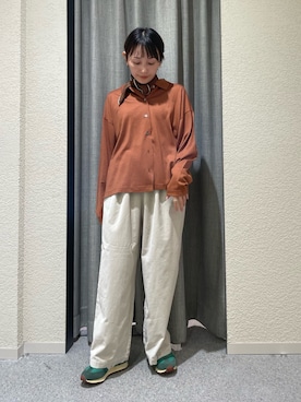 「アイテム（バンダナ/スカーフ）」を使った、haginoさん（レディース・152cm）の秋コーディネート