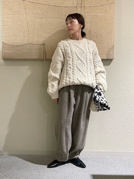 「アイテム（バンダナ/スカーフ）」を使った、haginoさん（レディース・152cm）の秋コーディネート