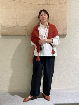 「アイテム（ストール/ショール）」を使った、haginoさん（レディース・152cm）の秋コーディネート