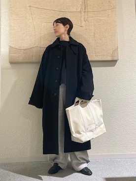 「アイテム（ステンカラーコート）」を使った、haginoさん（レディース・152cm）の秋コーディネート