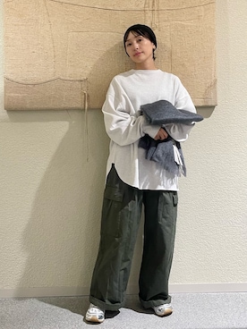 「かぐれ（カグレ）のユーティリティーイージーパンツ（その他パンツ）」を使った、haginoさん（レディース・152cm）の秋コーディネート