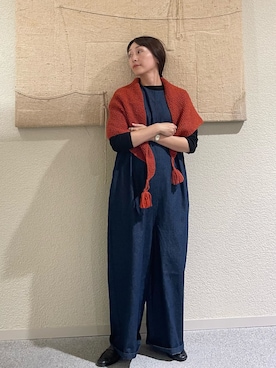 「アイテム（ストール/ショール）」を使った、haginoさん（レディース・152cm）の秋コーディネート