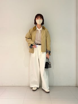 「Barbour（バブアー）のBarbour　CATLIN CASUAL JACKET（その他アウター、ベージュ系）」を使った、araiさん（レディース・161cm）の春コーディネート