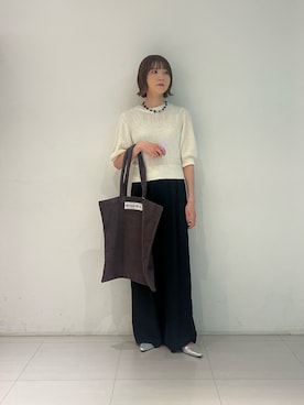 「URBAN RESEARCH（アーバンリサーチ）のPROTCOL　FLOWER NECKLACE（ネックレス、ブラック系）」を使った、araiさん（レディース・161cm）の春コーディネート