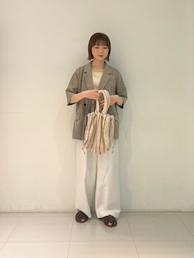 「URBAN RESEARCH（アーバンリサーチ）のシアーメッシュハーフスリーブジャケット（その他アウター、ベージュ系）」を使った、araiさん（レディース・161cm）の春コーディネート