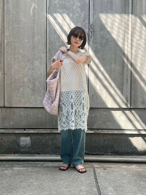 インスタグラム人気作家様　リネン　ワンピース　アンティークレース セール】インドレースベアキャミワンピース（ワンピース