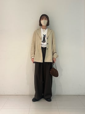 「URBAN RESEARCH（アーバンリサーチ）のオックスリネンテーラードジャケット（その他アウター、ベージュ系）」を使った、araiさん（レディース・161cm）の春コーディネート