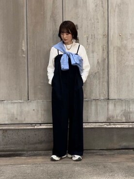 「オーバーシャツ」｜「アイテム（サロペット/オーバーオール）」を使った、araiさん（レディース・161cm）の春コーディネート