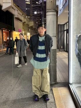 「アイテム（MA-1）」を使った、tou1109さん（メンズ・163cm）の冬コーディネート
