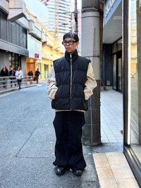 「アイテム（ダウンベスト）」を使った、tou1109さん（メンズ・163cm）の冬コーディネート