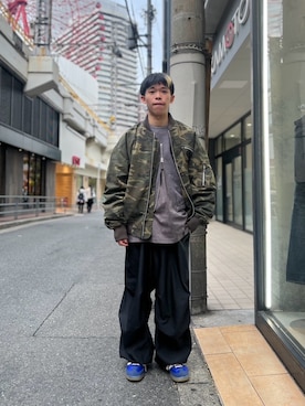 「アイテム（MA-1）」を使った、tou1109さん（メンズ・163cm）の冬コーディネート