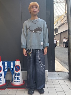 「アイテム（ニット/セーター）」を使った、tou1109さん（メンズ・163cm）の夏コーディネート