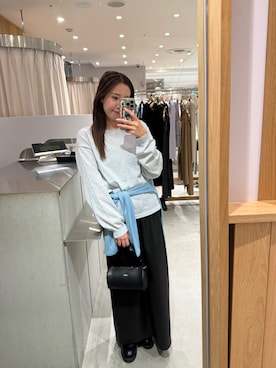 「SHENERY（シーナリー）のシアーワイドニット（ニット/セーター、グレー系）」を使った、ran_158cmさん（レディース・158cm）の春コーディネート