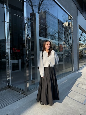 「SHENERY（シーナリー）のダブルジップフーディー（パーカー、グレー系）」を使った、ran_158cmさん（レディース・158cm）の春コーディネート